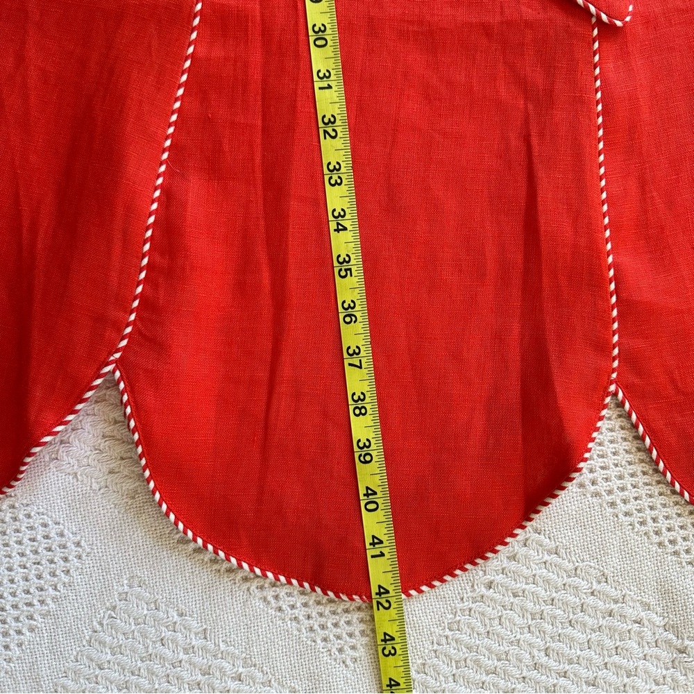 Farm Rio Red Front Bow Scalloped Hem Linen Midi Dress-M-Sweetheart A-Line Resort - Picture 10 of 13